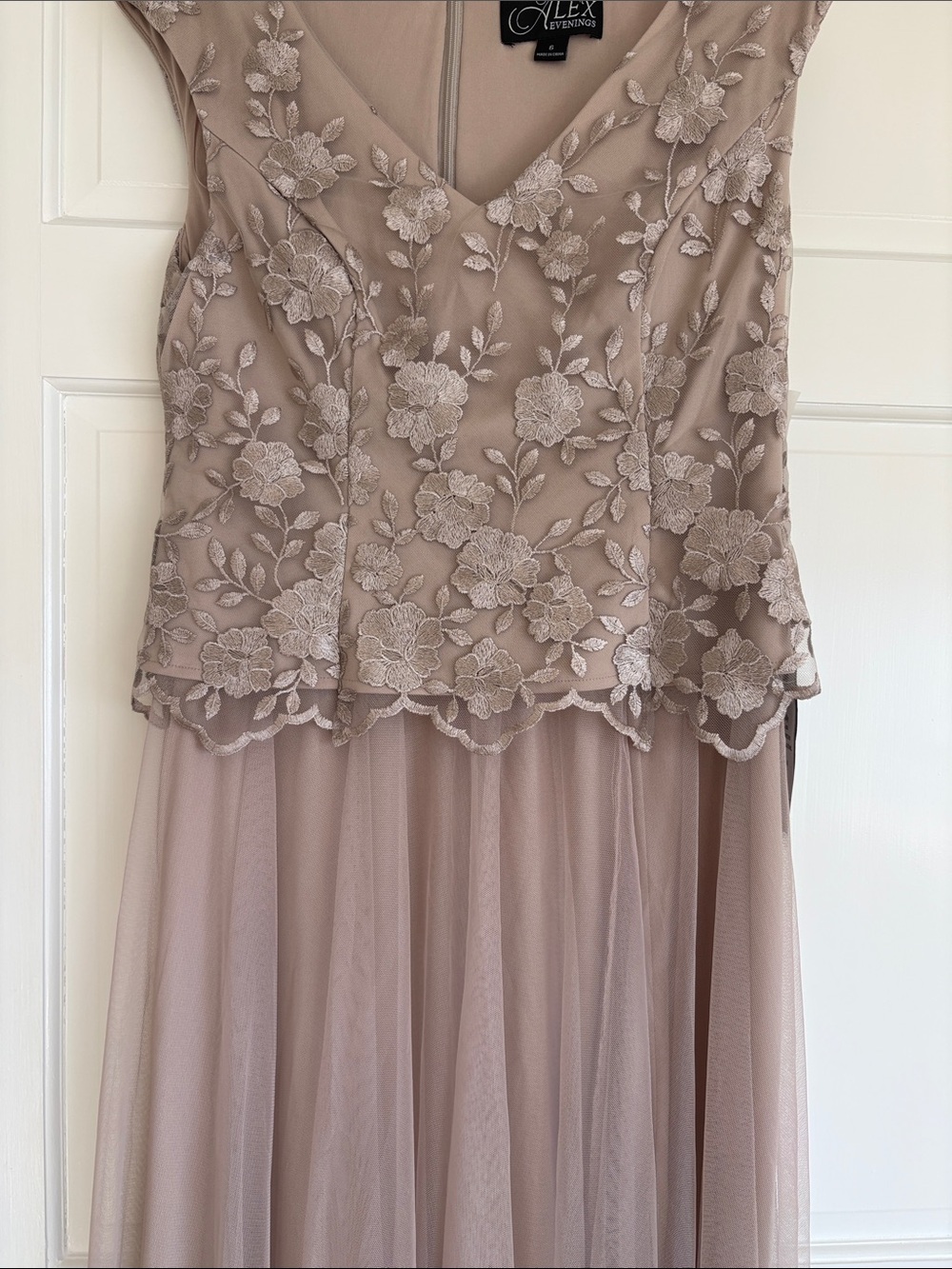 Alex Evenings Dusty Rose Lace Embroidered Evening Gown